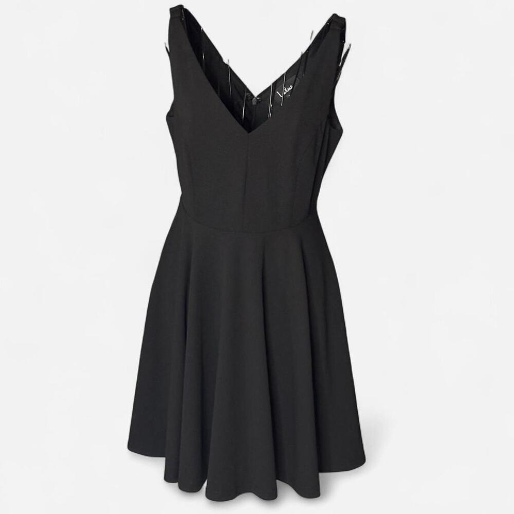 Lulus "Let Me Count the Ways" Black V-Neck Sleeveless Skater Dress - Size Medium